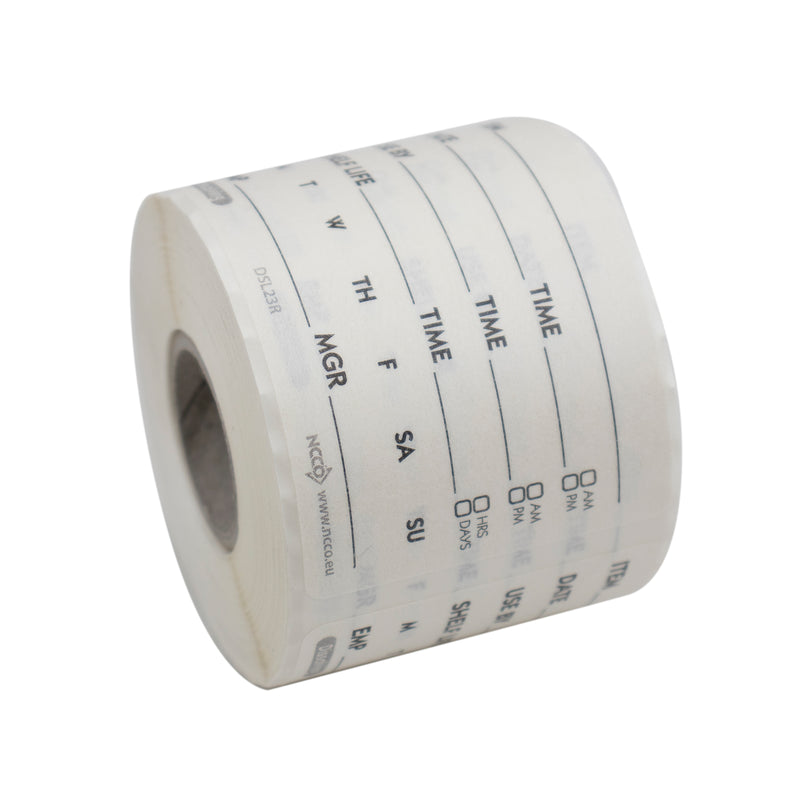Hygiplas Dissolvable Food Labels - 250 Pack Roll, 50x75mm, Water Solvable Labels For Kitchen Prep & Food Rotation