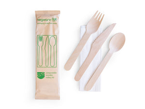 Wooden Disposable Four Piece Cutlery Set