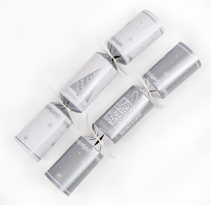10" Standard White & Silver Tree Crackers
