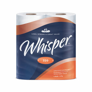 Whisper 320 Toilet Roll 2ply