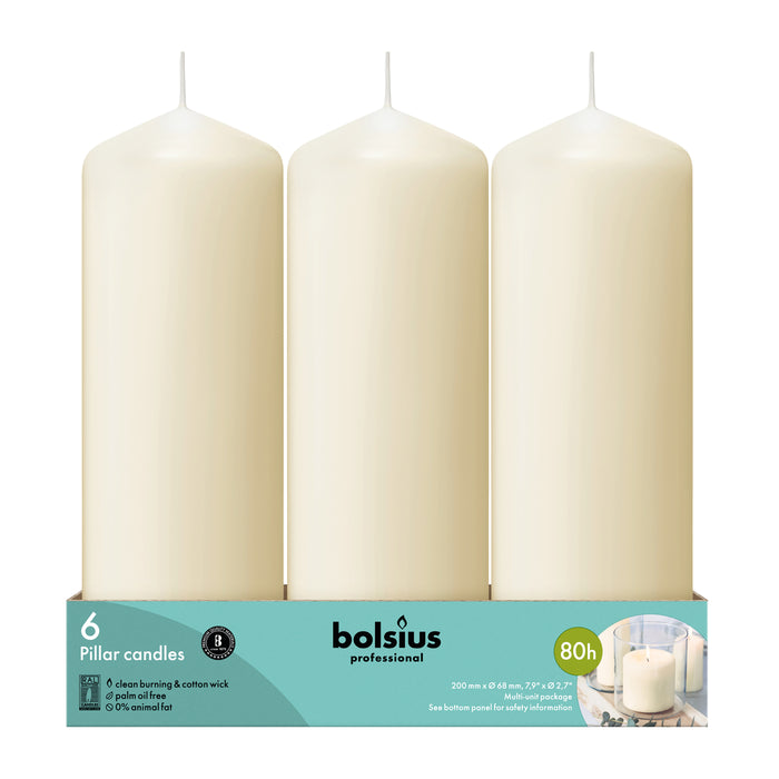 Bolsius Professional Ivory Pillar Candles 200 x 68mm