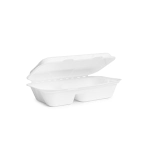 Nourish Moulded Fibre 2 Compartment Clamshell Food Box 9x6"