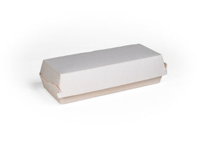 Notpla Seaweed Lined Hot Dog Clamshell White 8 x 3"