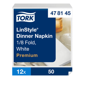 Tork® Linstyle Dinner Napkin White 1/8 Fold