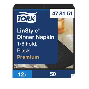 Tork® Linstyle Dinner Napkin Black 1/8 Fold