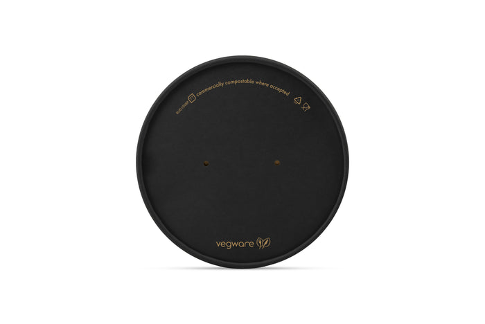 Round Black Paper Lid 16-34oz