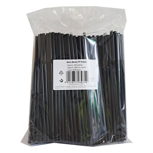 Plastic Bendy Straw Black 200x6mm