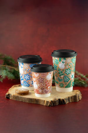 Kraft Christmas Double Wall Hot Cup - mixed colour sleeve