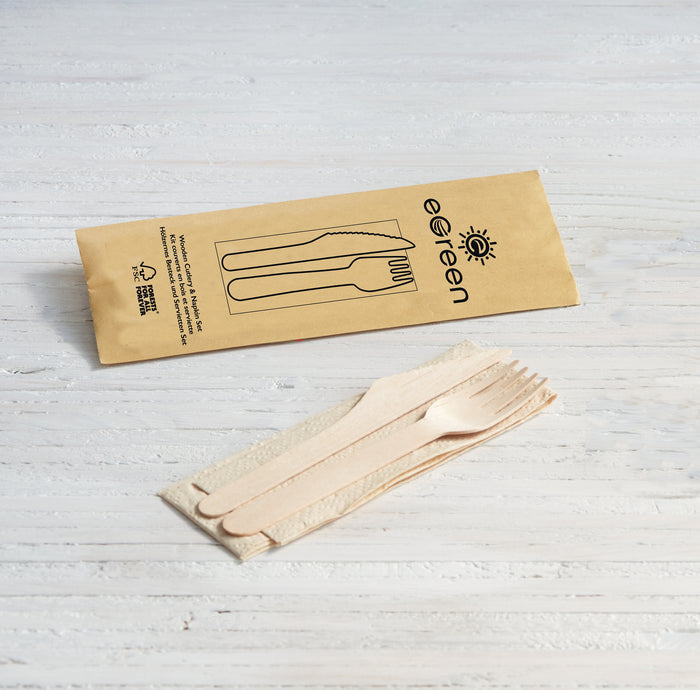 Wooden Disposable Three Piece Cutlery Set