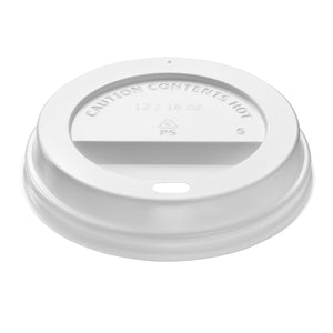 Hot Cup Lid White Fits 12-16oz Hot Cups