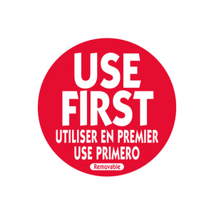 Use First label 50mm circle - Red