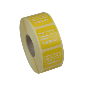 Use By Day Tuesday Label Yellow