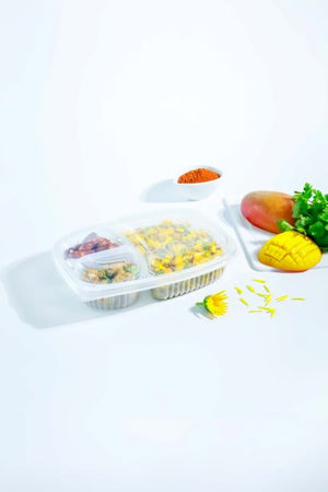 Sharpak Cookipack 3 Compartment Clear PP Lid 1250cc - Clearance