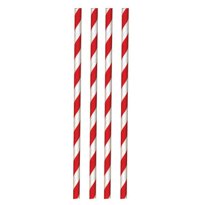 Paper Straw Red & White Striped 200x6mm