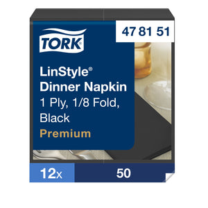 Tork® Linstyle Dinner Napkin Black 1/8 Fold