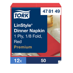 Tork® Linstyle Dinner Napkin Red 1/8 Fold