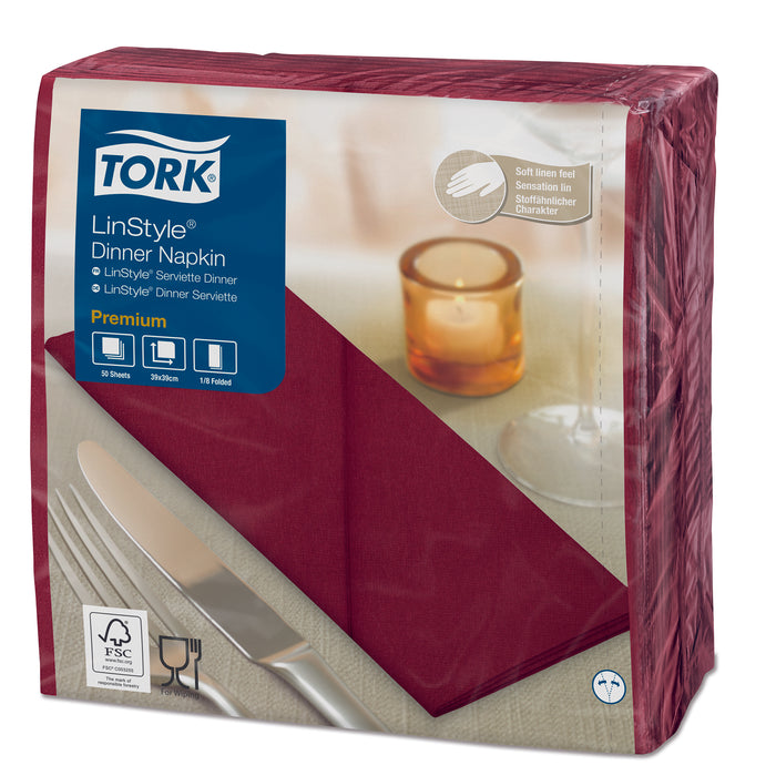 Tork® Linstyle Dinner Napkin Burgundy 1/8 Fold