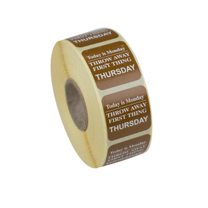 Use By Day Thursday Label Brown