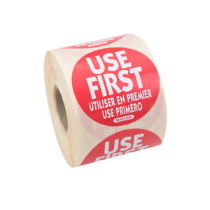 Use First label 50mm circle - Red